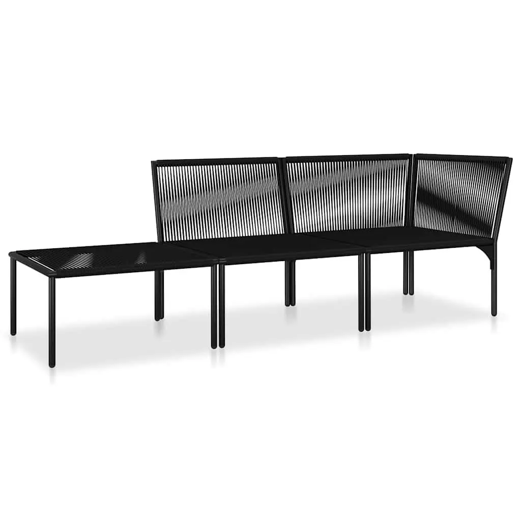 3 Piece Garden Lounge Set Outdoor Patio Furniture Black PVC Cushions Modular