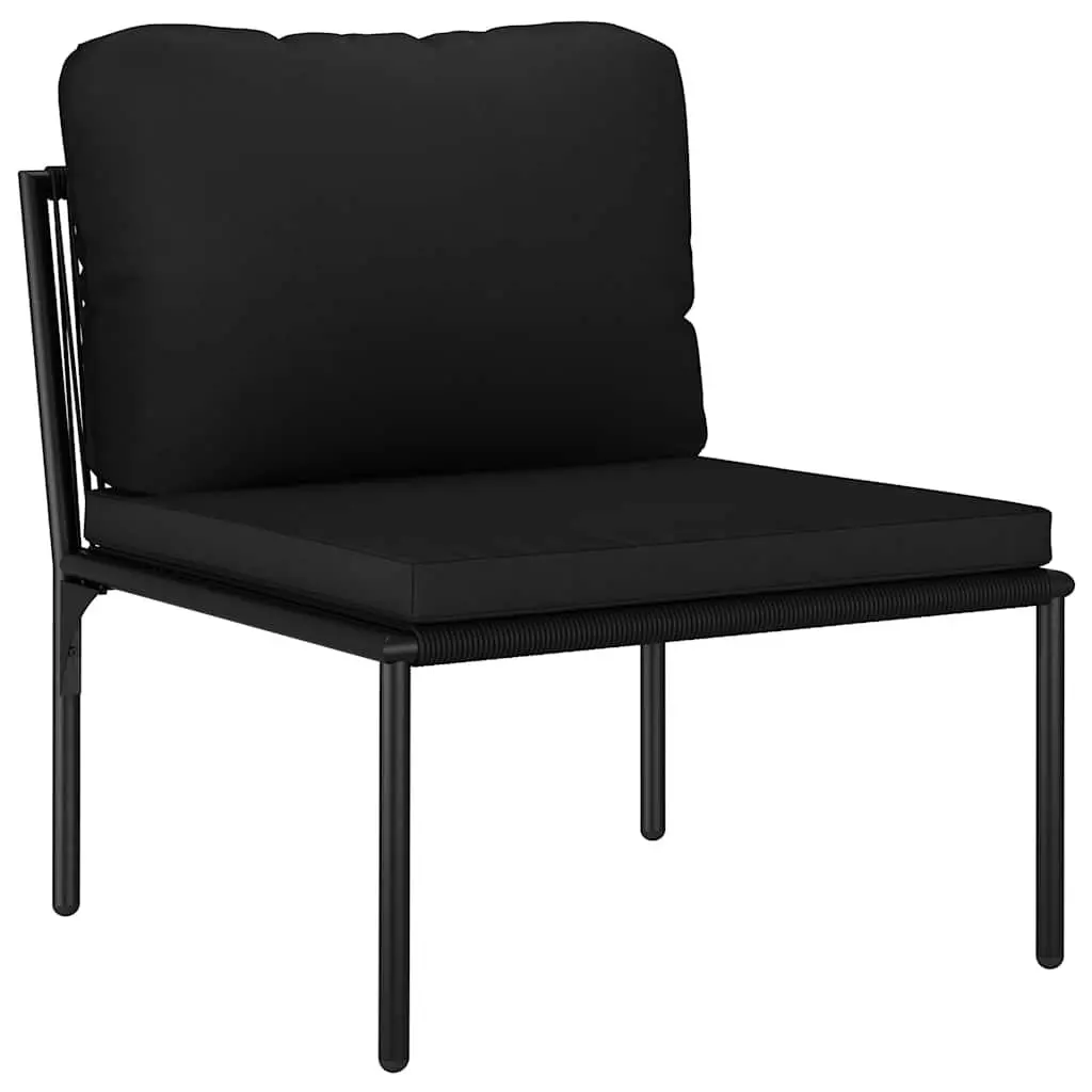 3 Piece Garden Lounge Set Outdoor Patio Furniture Black PVC Cushions Modular