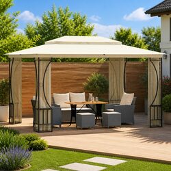 Reliable Cream Gazebo with Nets for Outdoor Events