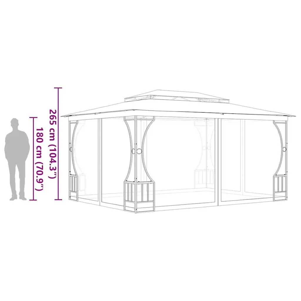 Gazebo Outdoor Party Tent Canopy 300x400x265cm Cream Backyard Shelter