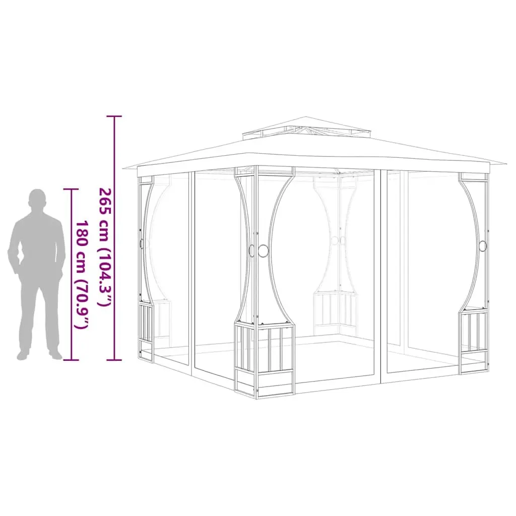 Gazebo with Nets Outdoor Party Tent 300x300x265 cm Anthracite