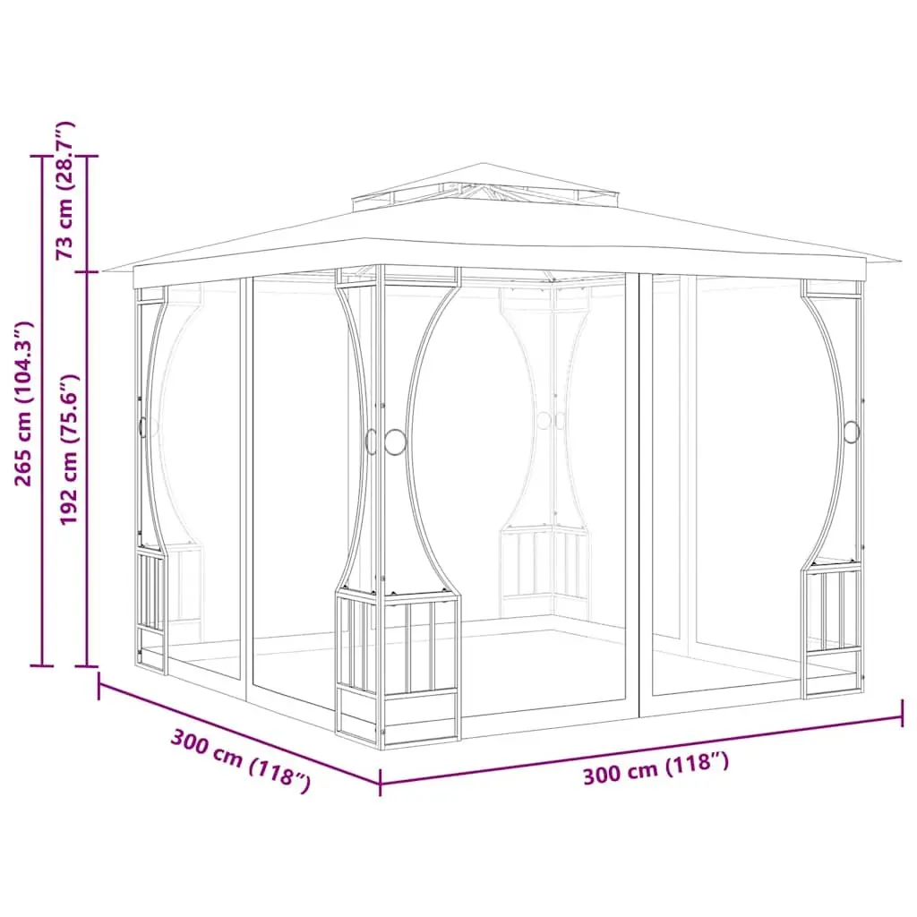 Gazebo with Nets Outdoor Party Tent 300x300x265 cm Anthracite