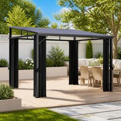 Gazebo with Curtain Outdoor Canopy Shade Shelter 405x294x244 cm Anthracite