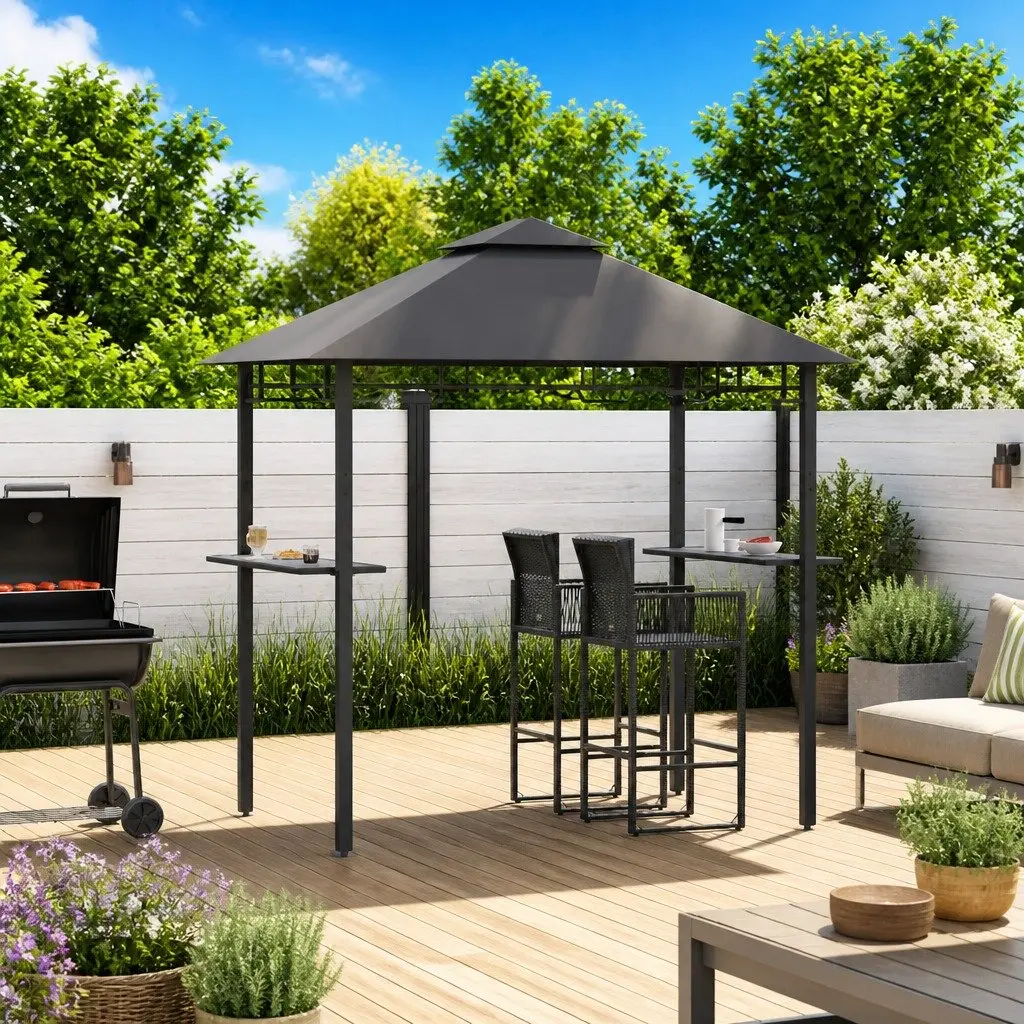 BBQ Gazebo Outdoor Garden Canopy 240x150x255 cm Anthracite Steel Frame