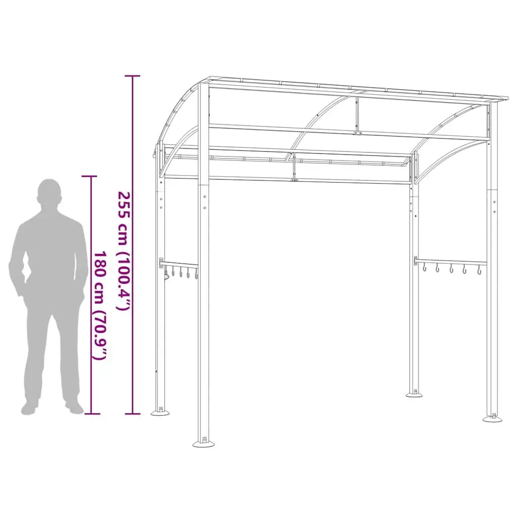 Outdoor BBQ Gazebo Weather Resistant Fabric Roof Anthracite Steel Frame 215x150x220 cm