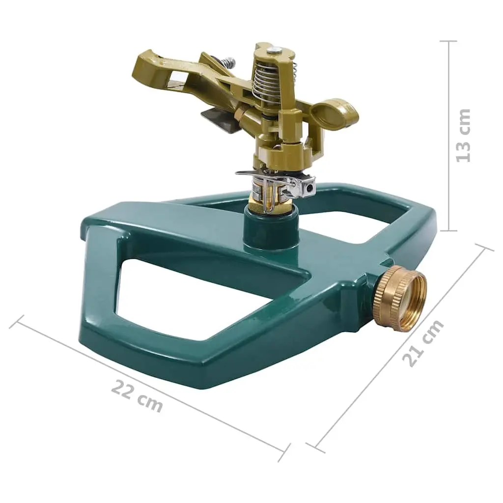 Rotary Sprinkler Lawn Watering System 21 x 22 x 13 cm Green Metal Base