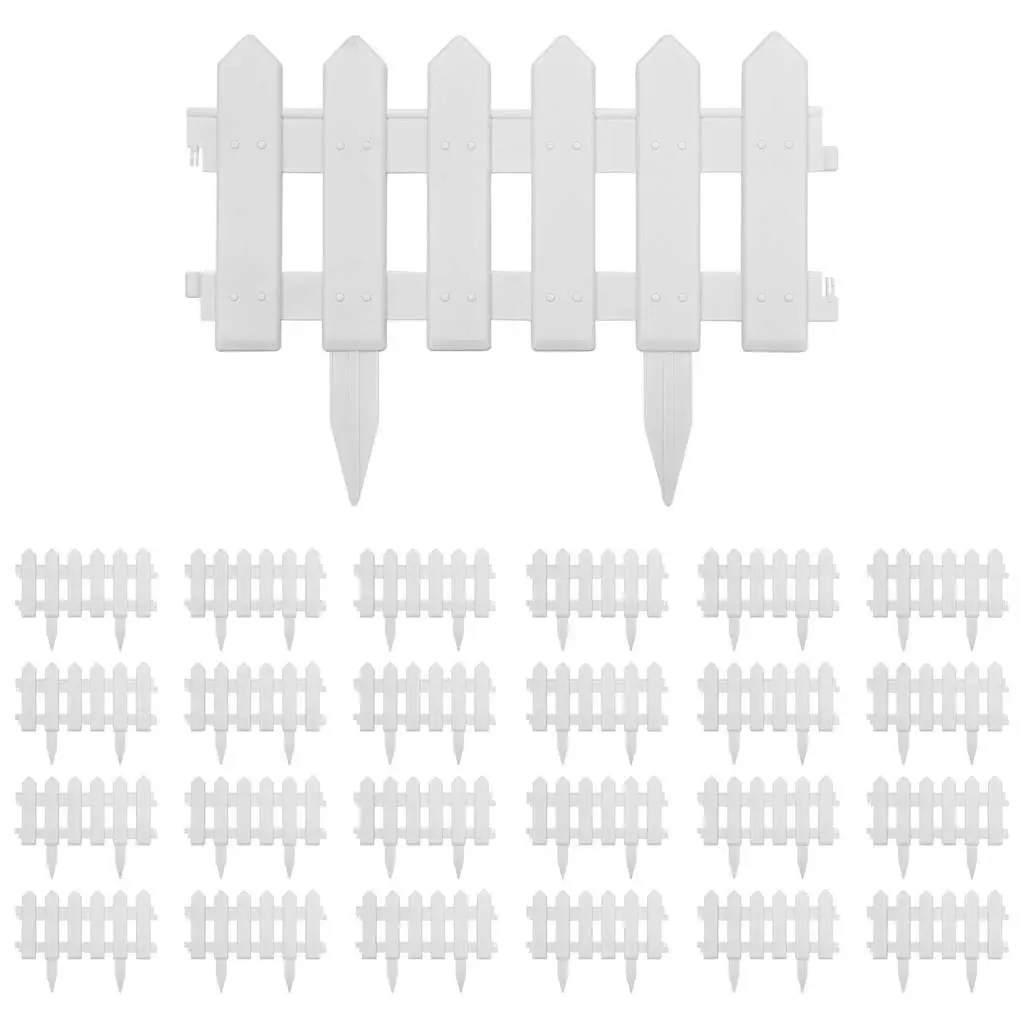 Lawn Edging Panels Garden Fence 10m White 25 Piece PP Border for Plant Bed Landscape