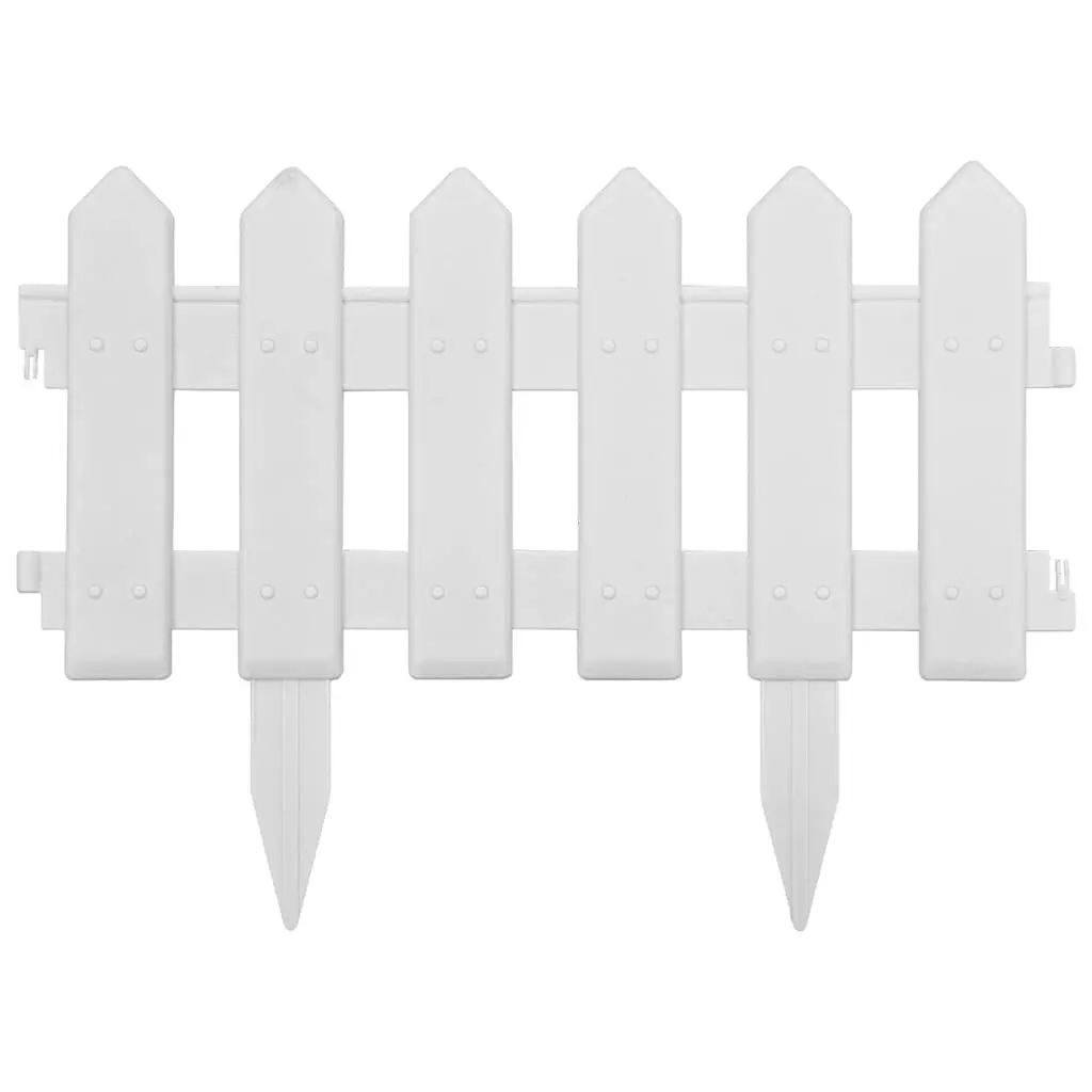 Lawn Edging Panels Garden Fence 10m White 25 Piece PP Border for Plant Bed Landscape