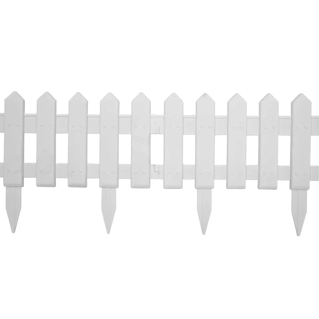 Lawn Edging Panels Garden Fence 10m White 25 Piece PP Border for Plant Bed Landscape