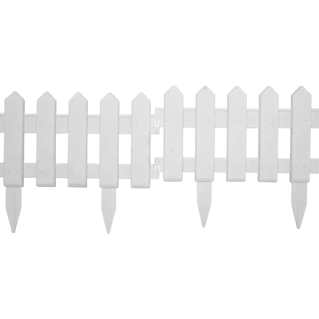 Lawn Edging Panels Garden Fence 10m White 25 Piece PP Border for Plant Bed Landscape
