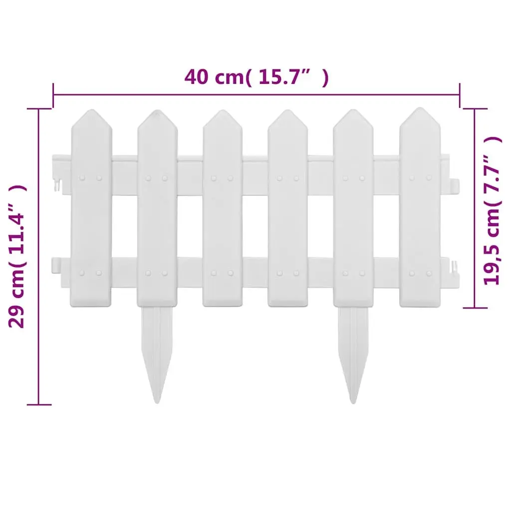 Lawn Edging Panels Garden Fence 10m White 25 Piece PP Border for Plant Bed Landscape