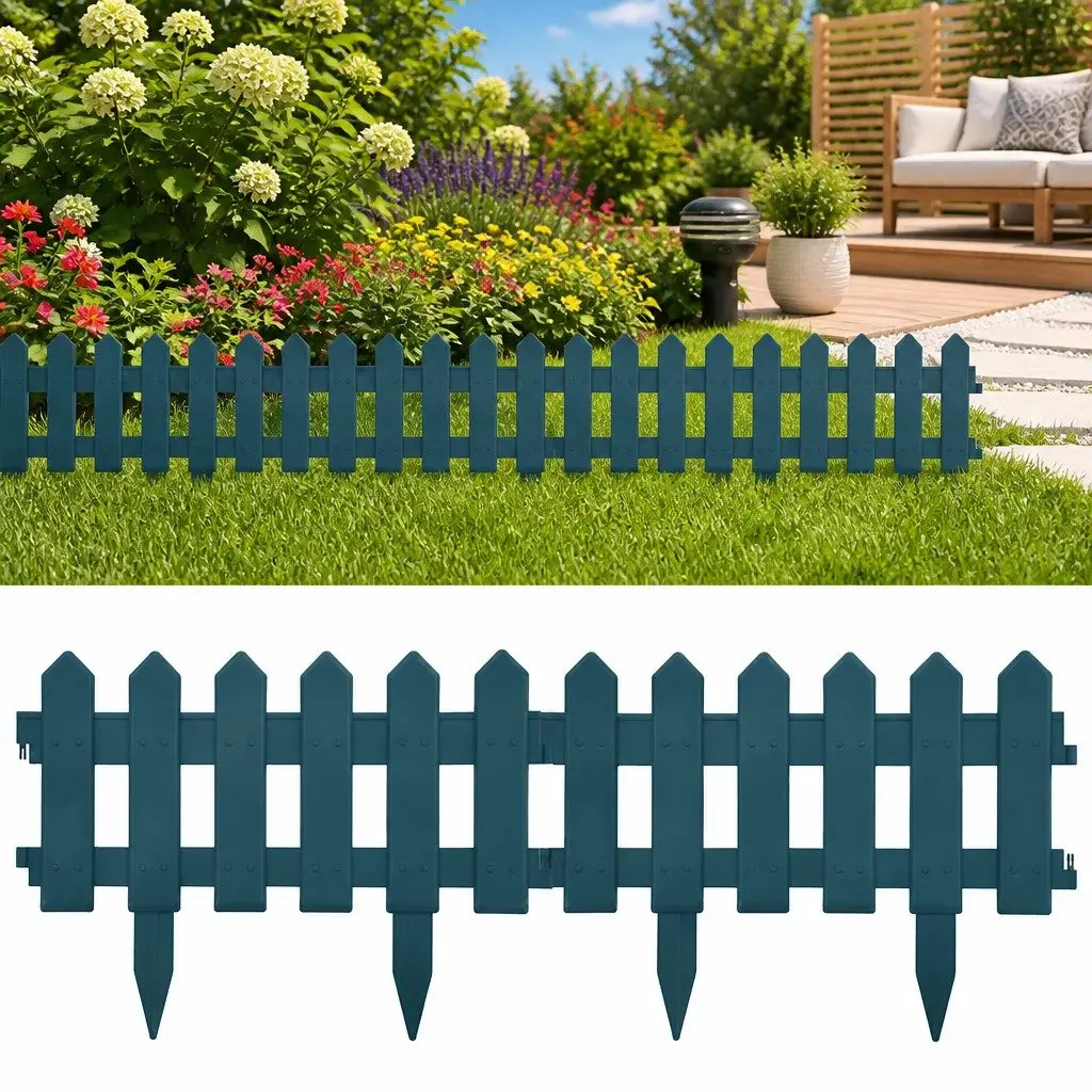 Lawn Edging Borders Green Outdoor Fence 10m 25 Pieces