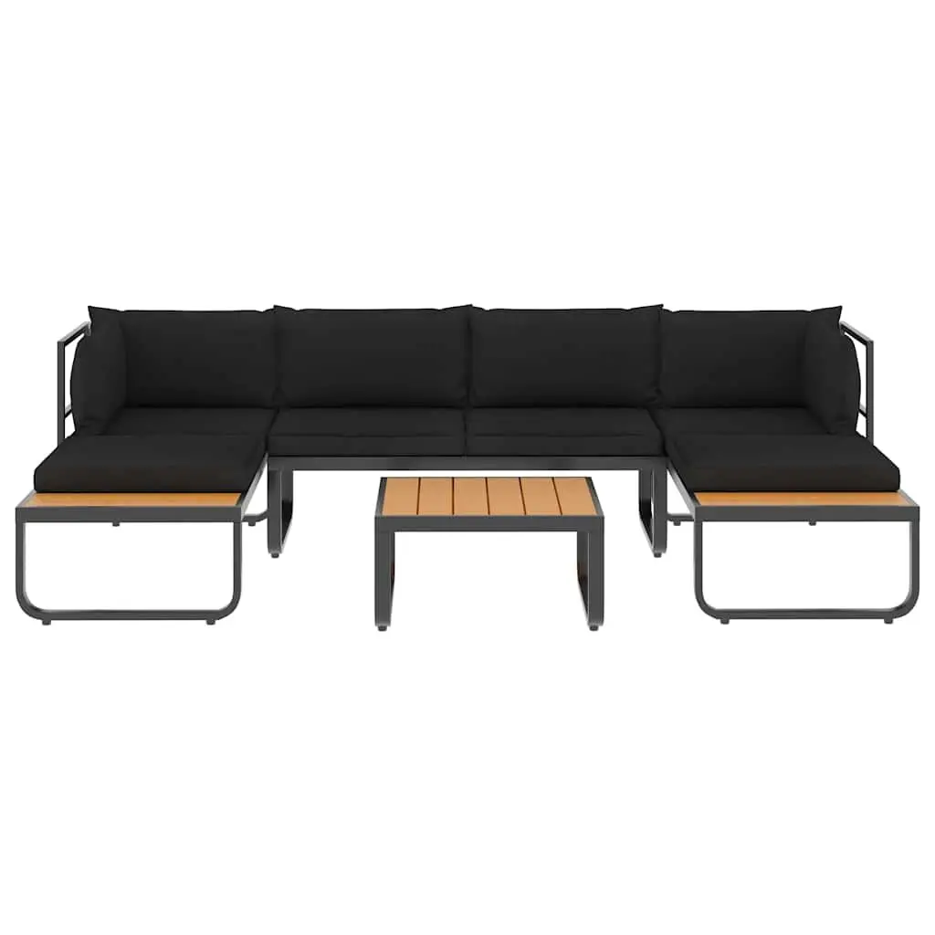 4 Piece Grey Corner Sofa Set Outdoor Lounge with Seat Back Cushions