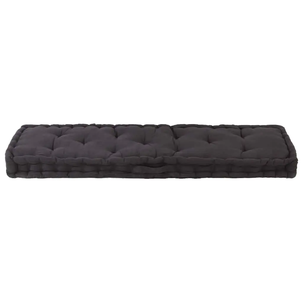 Pallet Floor Cushion Black Cotton Outdoor Indoor Seating 120 x 40 x 7 cm