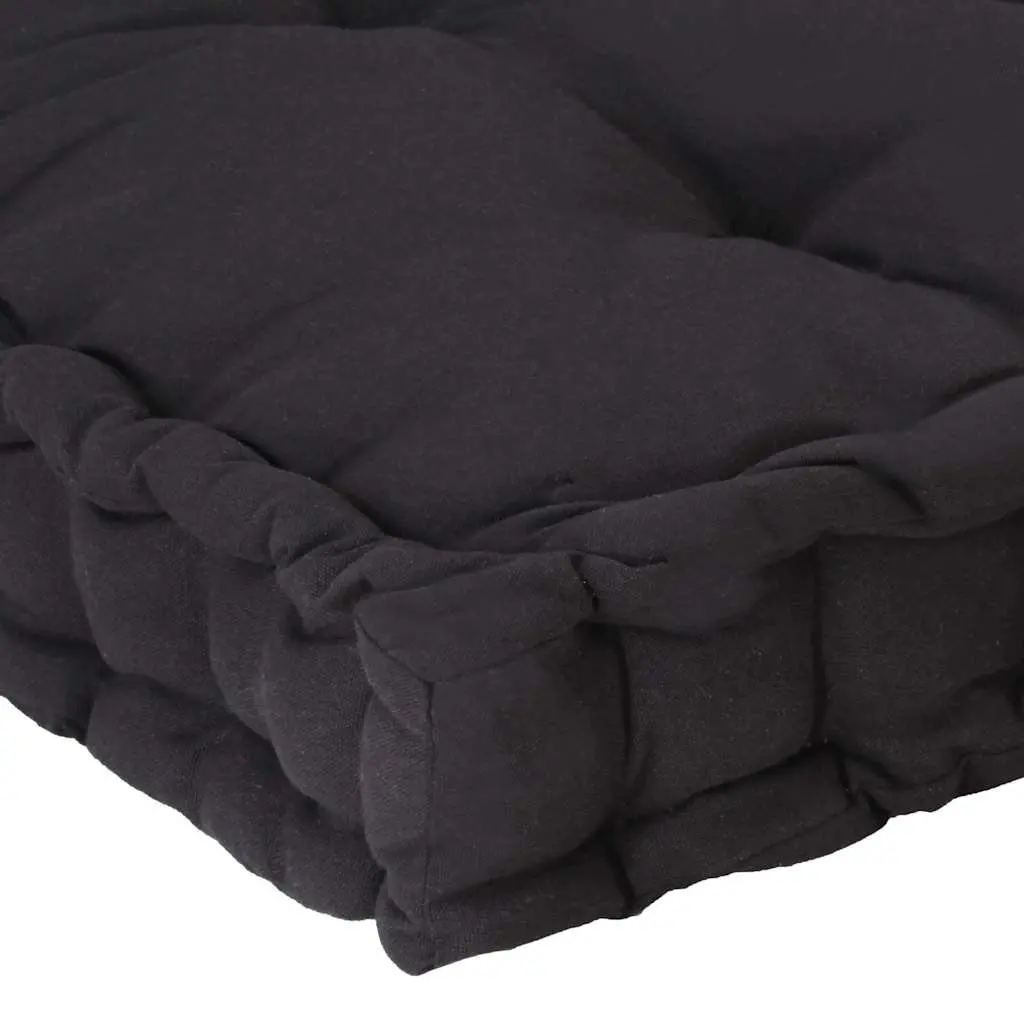 Pallet Floor Cushion Black Cotton Outdoor Indoor Seating 120 x 40 x 7 cm
