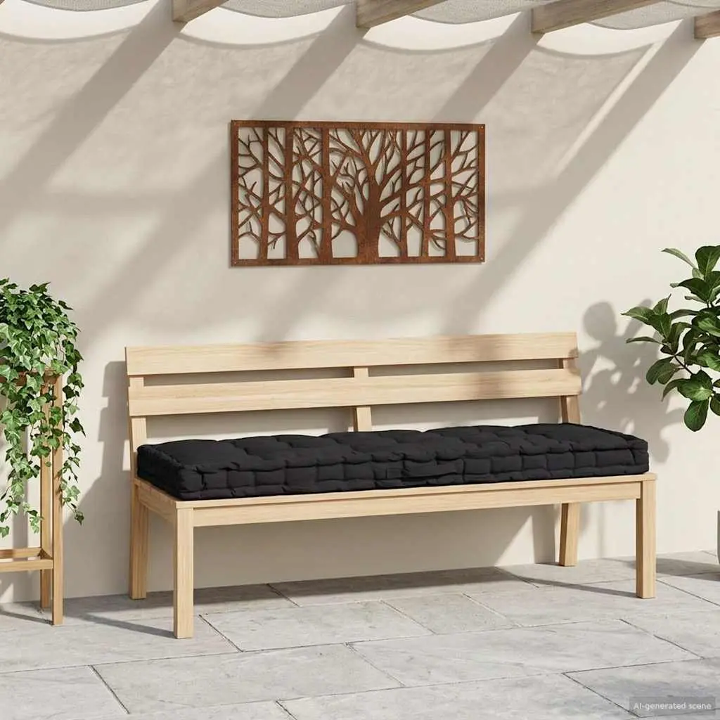 Pallet Floor Cushion Outdoor Garden Patio Sofa Lounger Seat Pad Black 120 x 80 x 10 cm Cotton