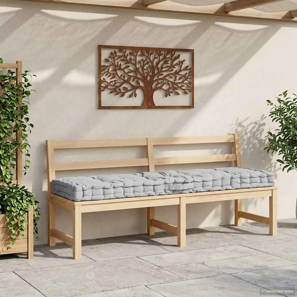 Pallet Floor Cushion Grey Cotton Outdoor Indoor Seating Pad 120 x 40 x 7 cm