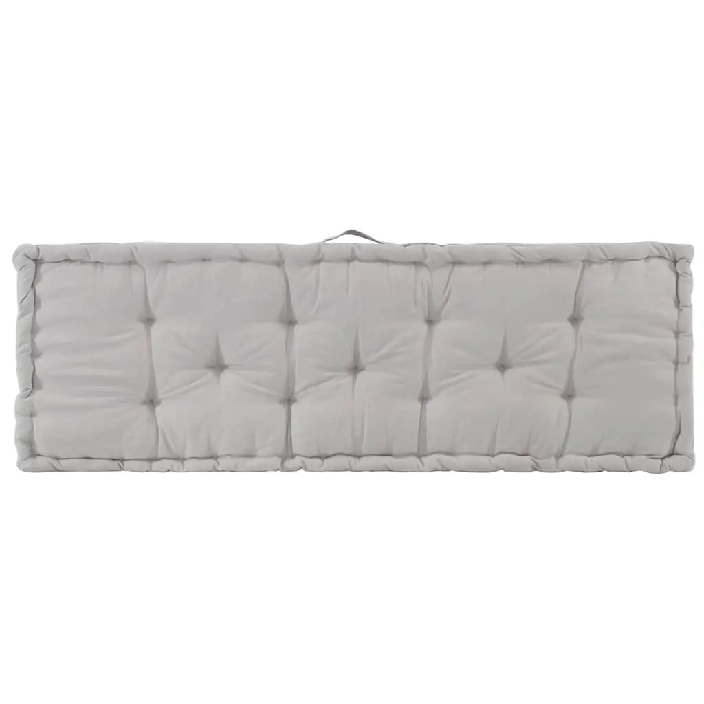 Pallet Floor Cushion Grey Cotton Outdoor Indoor Seating Pad 120 x 40 x 7 cm