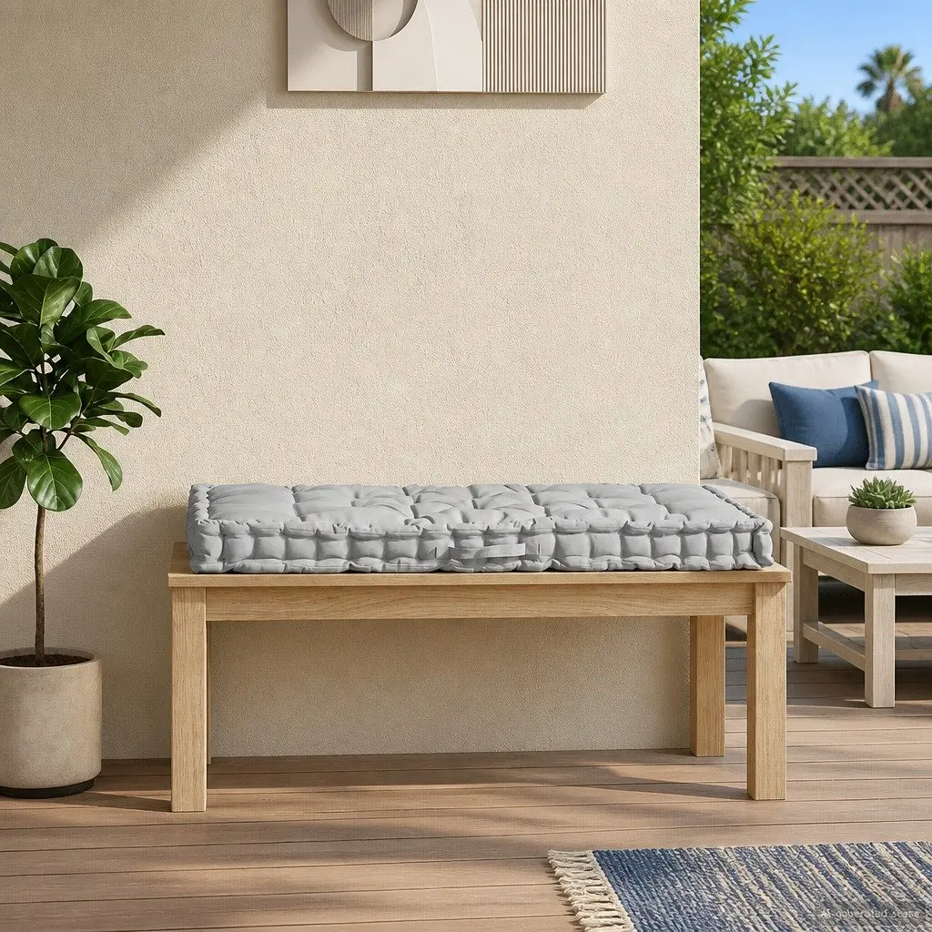 Pallet Floor Cushion Grey Cotton Outdoor Indoor Sofa Seat Pad 120 x 80 x 10 cm