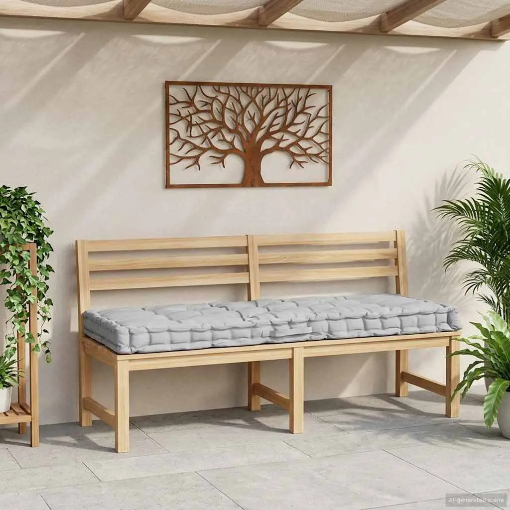 Pallet Floor Cushion Grey Cotton Outdoor Indoor Sofa Seat Pad 120 x 80 x 10 cm