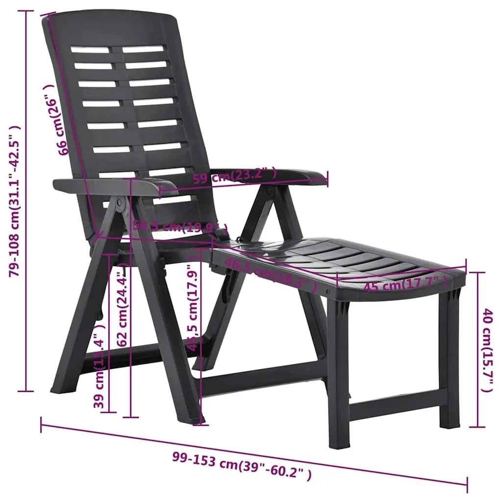 Folding Sun Lounger Outdoor Garden Patio Lounging Chair Anthracite
