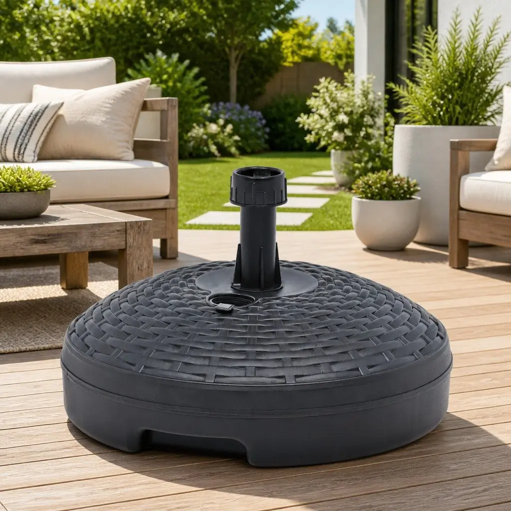 Umbrella Base Fillable with Sand or Water 20L Rattan Pattern Anthracite