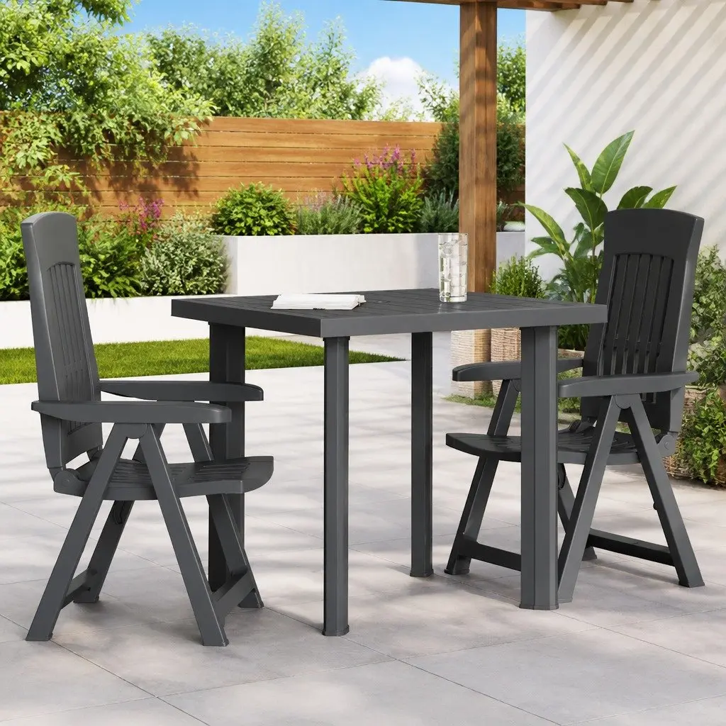 Garden Table Outdoor Dining 80 x 75 x 72 cm Anthracite Lightweight Plastic