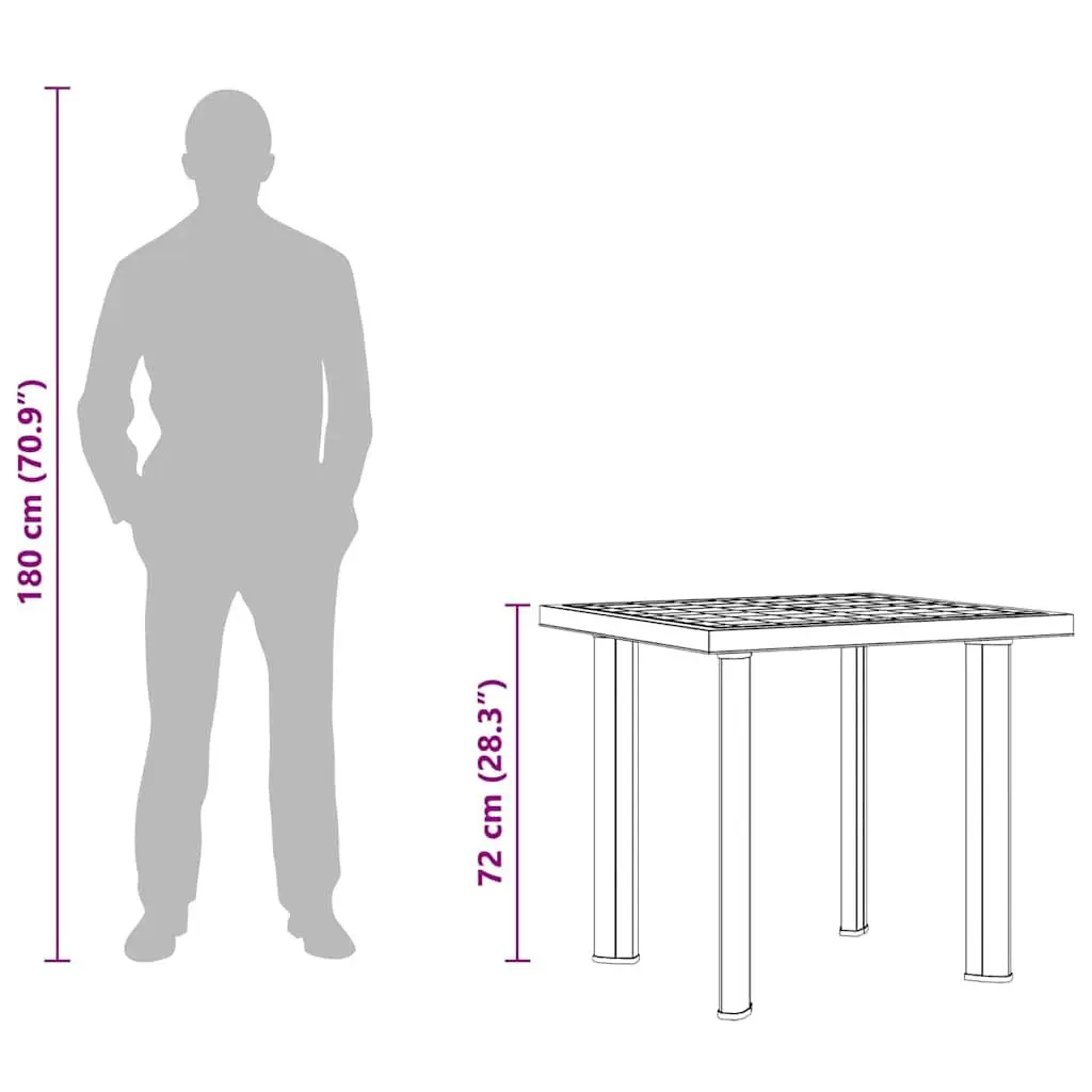 Garden Table Outdoor Dining 80 x 75 x 72 cm Anthracite Lightweight Plastic