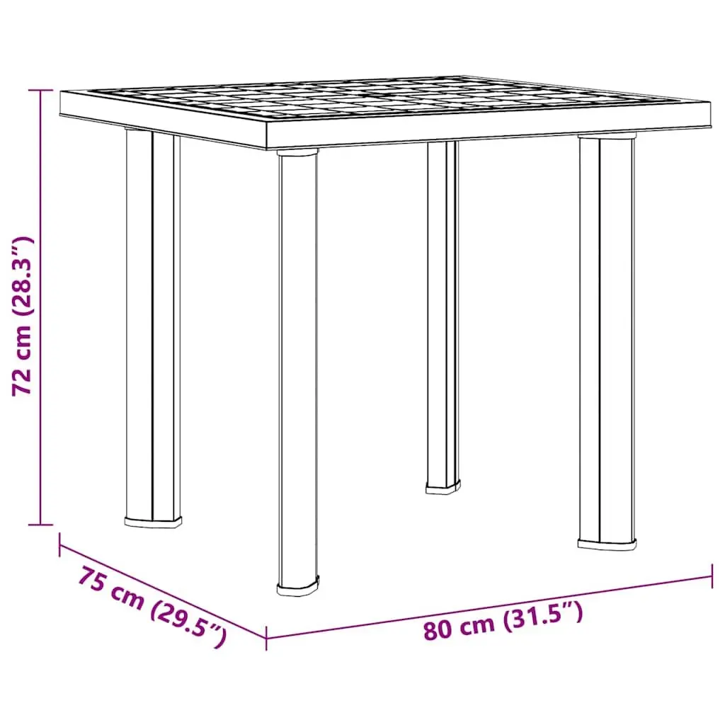 Garden Table Outdoor Dining 80 x 75 x 72 cm Anthracite Lightweight Plastic