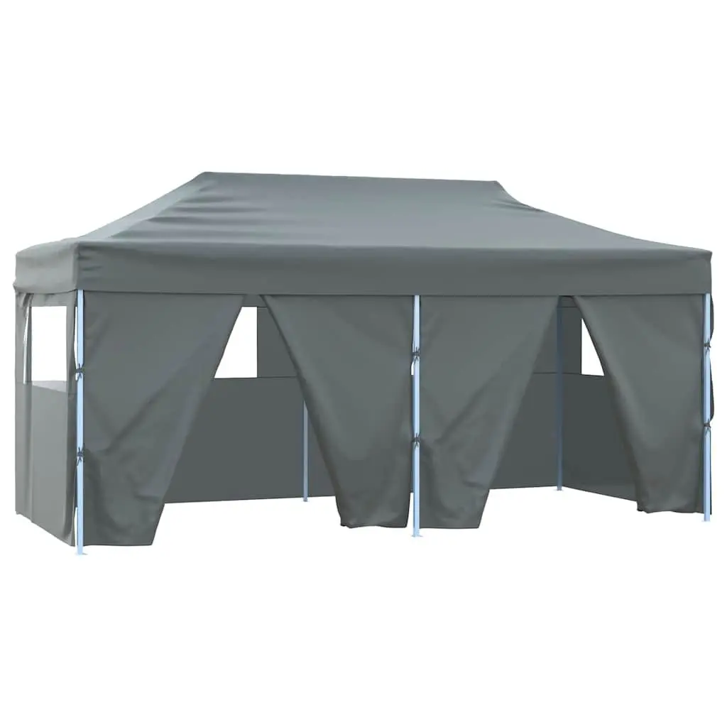 Folding Party Tent Outdoor Canopy 3x6m Anthracite 4 Sidewalls Steel Frame