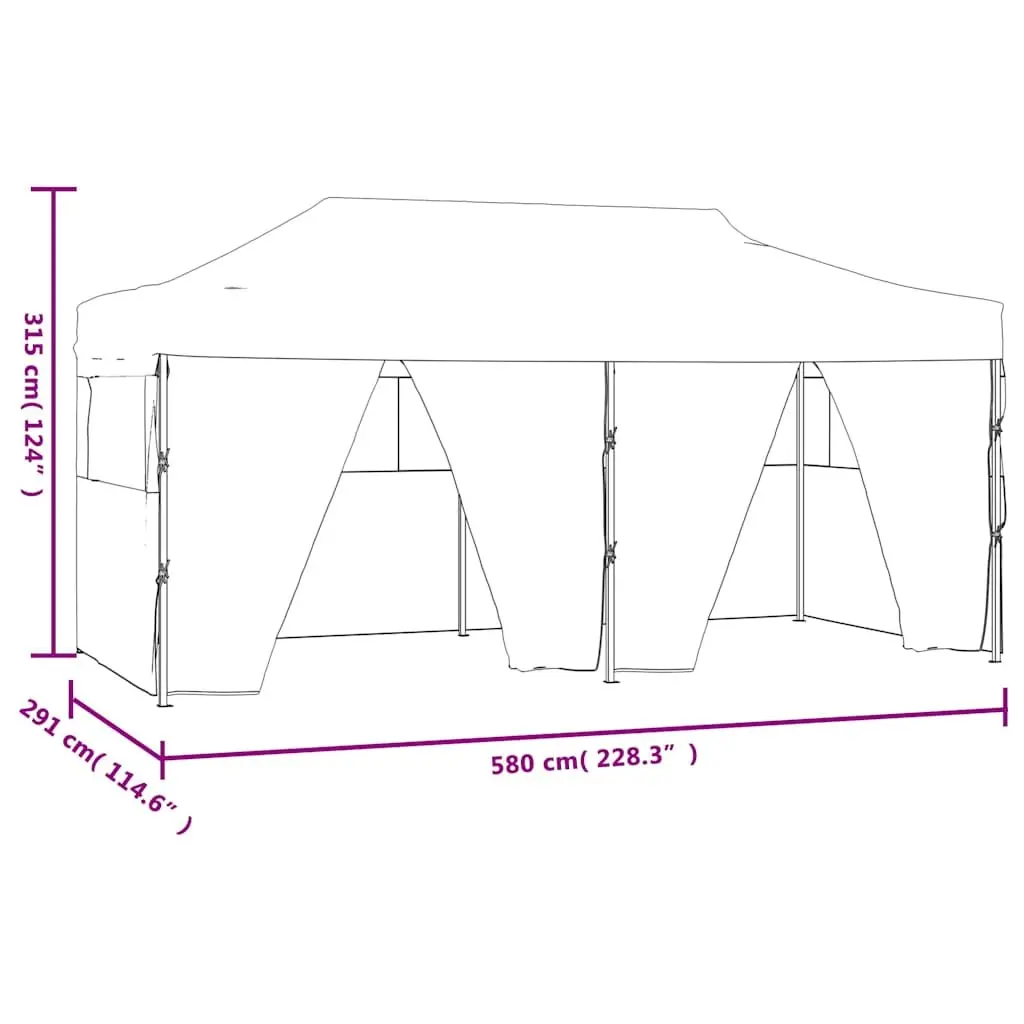 Folding Party Tent Outdoor Canopy 3x6m Anthracite 4 Sidewalls Steel Frame