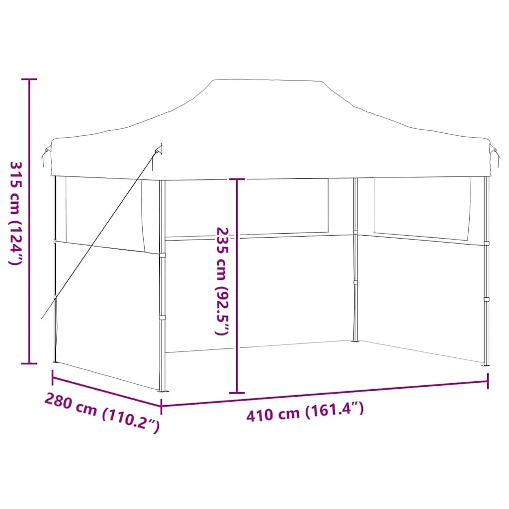 Folding Party Tent Outdoor Canopy 3x4m Anthracite with 3 Sidewalls