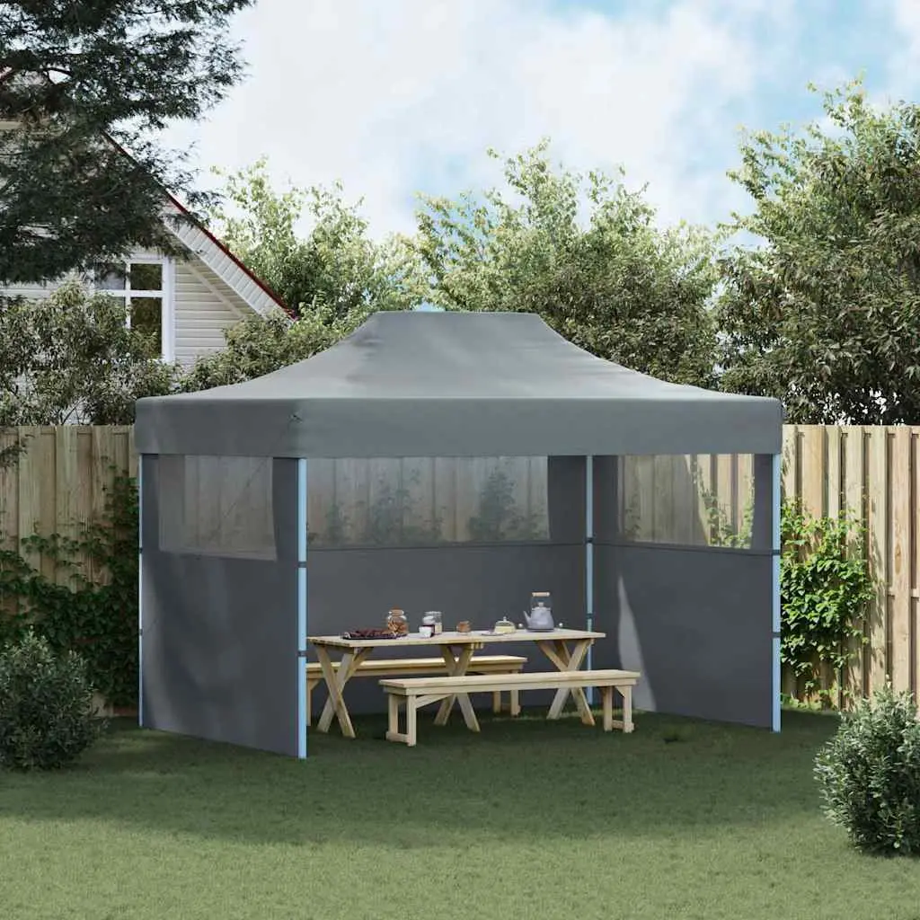 Folding Party Tent Outdoor Canopy 3x4m Anthracite with 3 Sidewalls