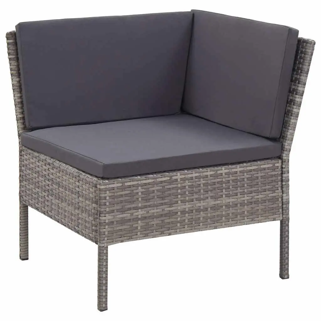 6 Piece Modular Garden Lounge Set Outdoor Furniture Grey Rattan Cushions