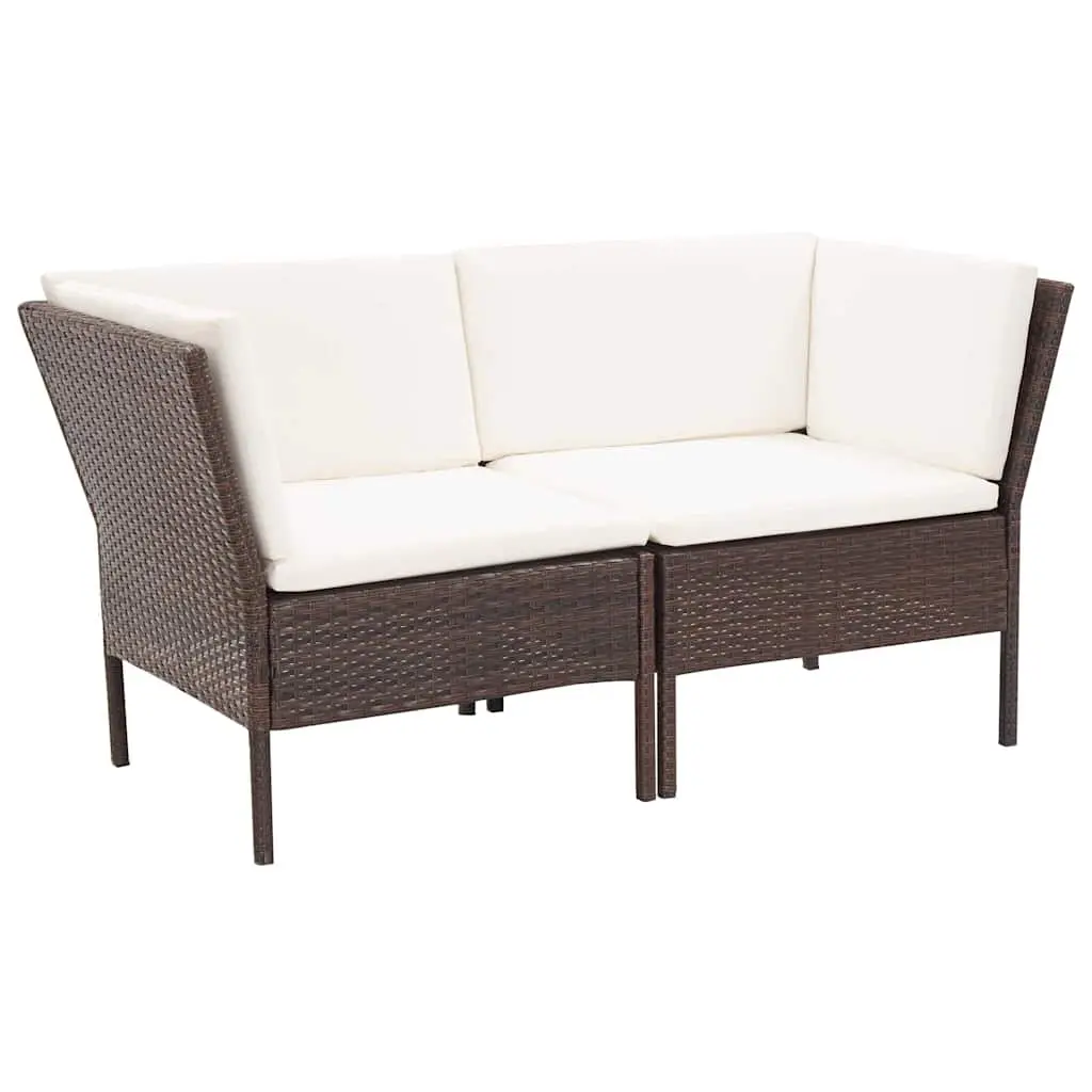 Garden Lounge Set 6 Piece Outdoor Furniture Cushions Poly Rattan Brown