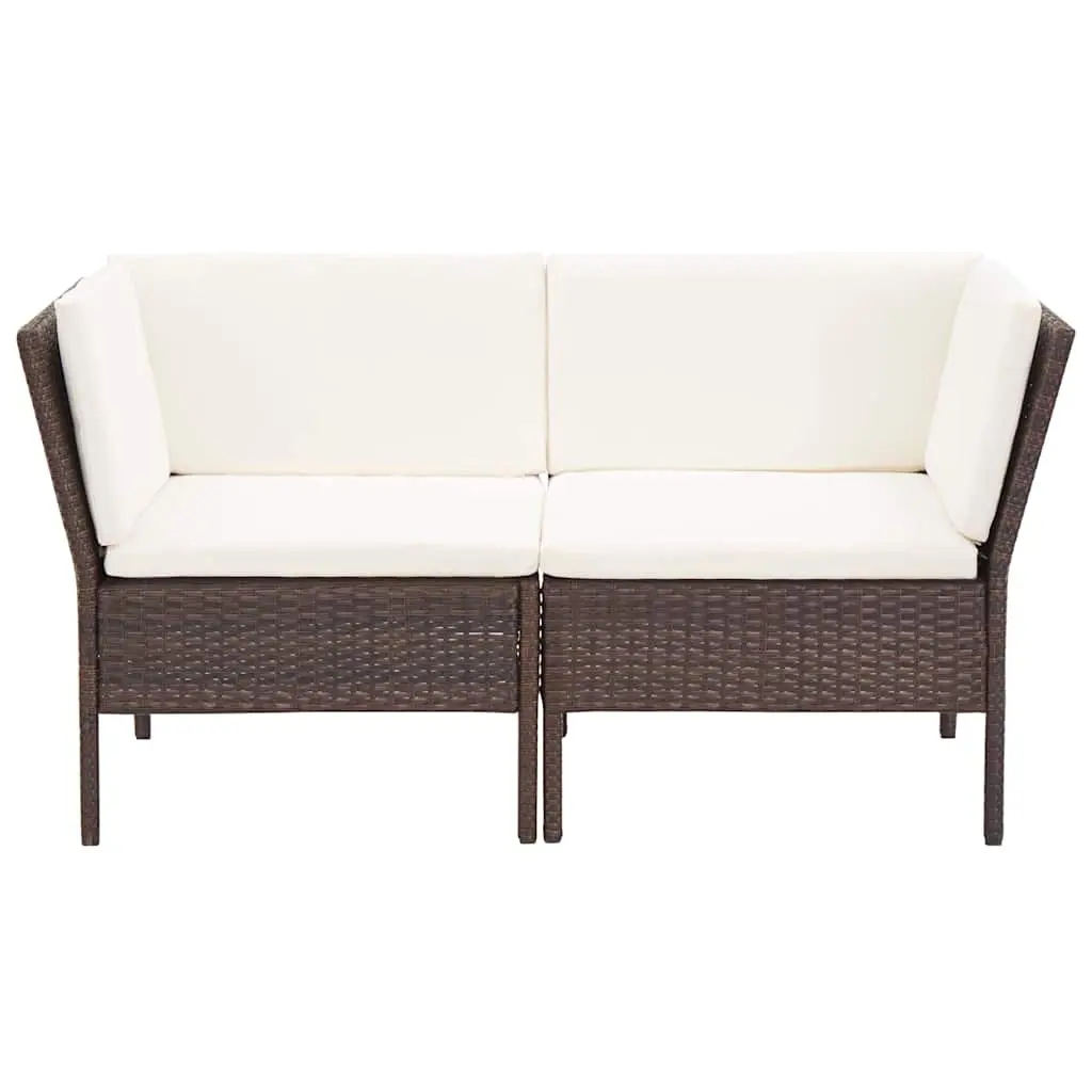 Garden Lounge Set 6 Piece Outdoor Furniture Cushions Poly Rattan Brown