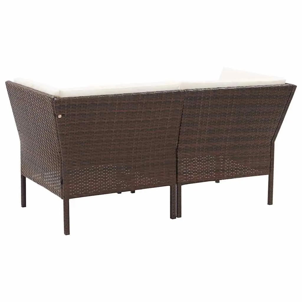 Garden Lounge Set 6 Piece Outdoor Furniture Cushions Poly Rattan Brown