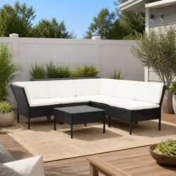 Comfortable 6-Piece Garden Lounge Set in Black