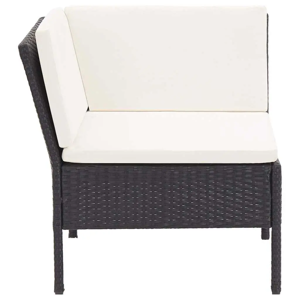 Modular Lounge Set Outdoor Furniture 6 Piece Black PE Rattan
