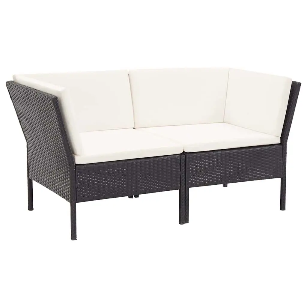 Modular Lounge Set Outdoor Furniture 6 Piece Black PE Rattan