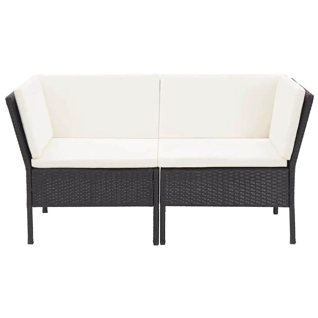 Modular Lounge Set Outdoor Furniture 6 Piece Black PE Rattan