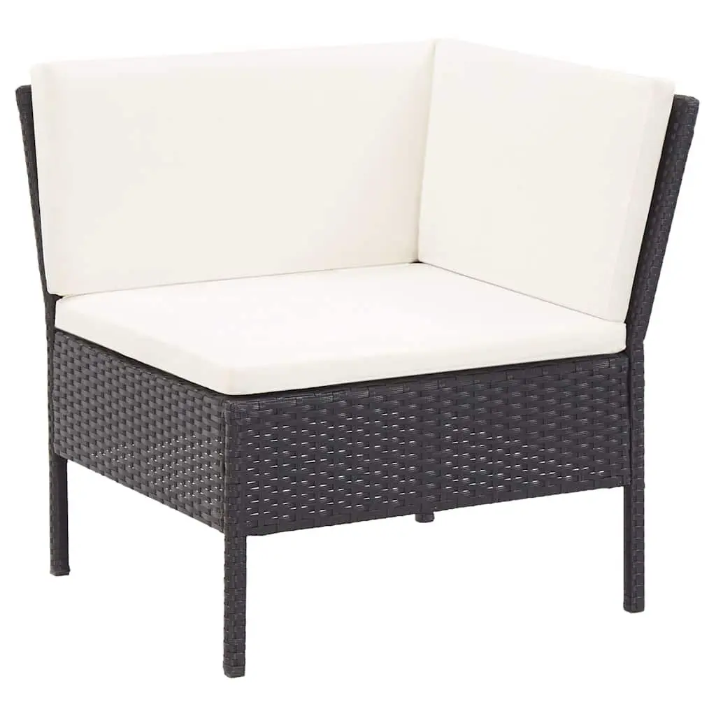 Modular Lounge Set Outdoor Furniture 6 Piece Black PE Rattan