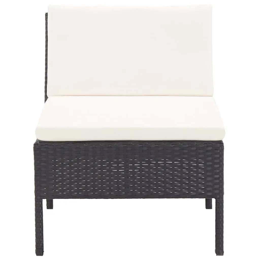 Modular Lounge Set Outdoor Furniture 6 Piece Black PE Rattan