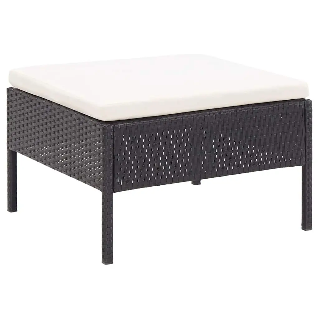 Modular Lounge Set Outdoor Furniture 6 Piece Black PE Rattan