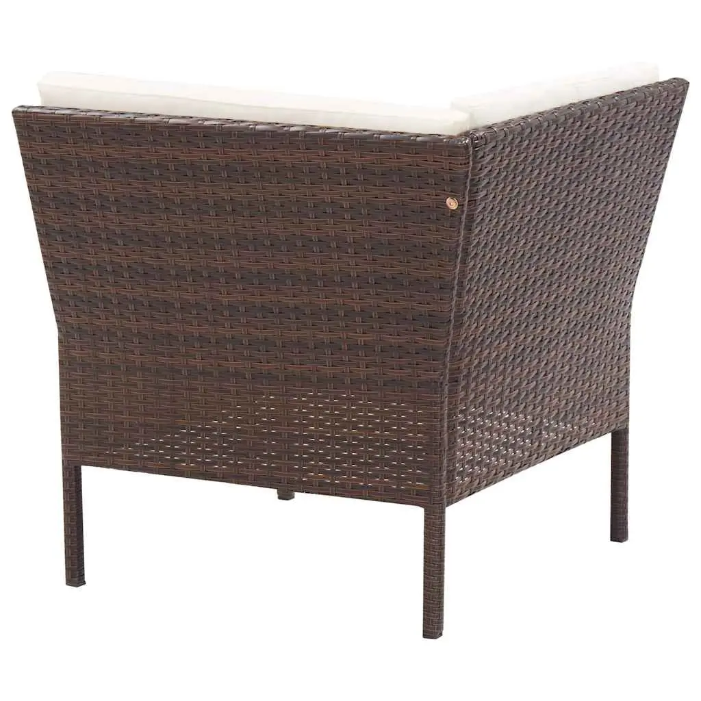 Garden Lounge Set 3 Piece Outdoor Furniture Poly Rattan Brown Cushions
