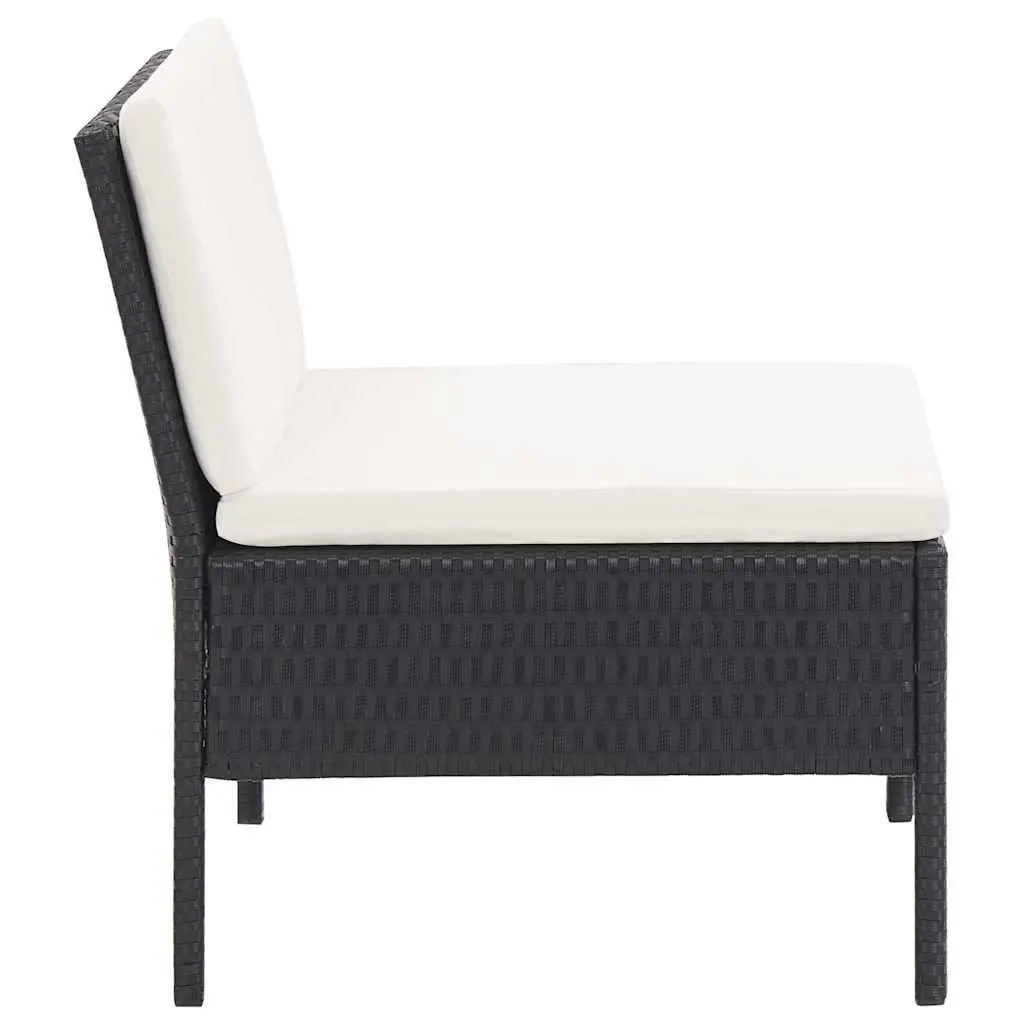 3 Piece Outdoor Garden Lounge Set Cushions Black PE Rattan