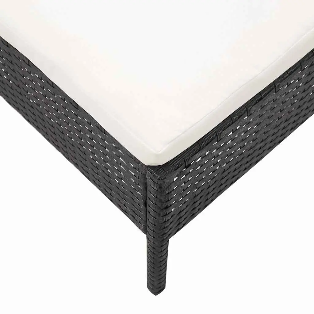 3 Piece Outdoor Garden Lounge Set Cushions Black PE Rattan