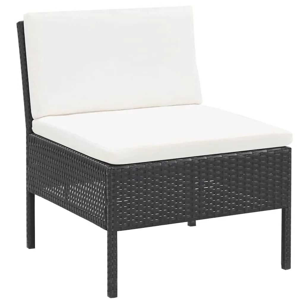 3 Piece Outdoor Garden Lounge Set Cushions Black PE Rattan