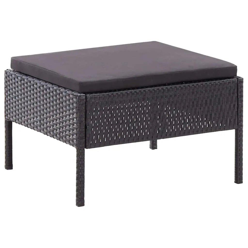 Garden Lounge Set Modular Outdoor Furniture 3 Piece Black Poly Rattan