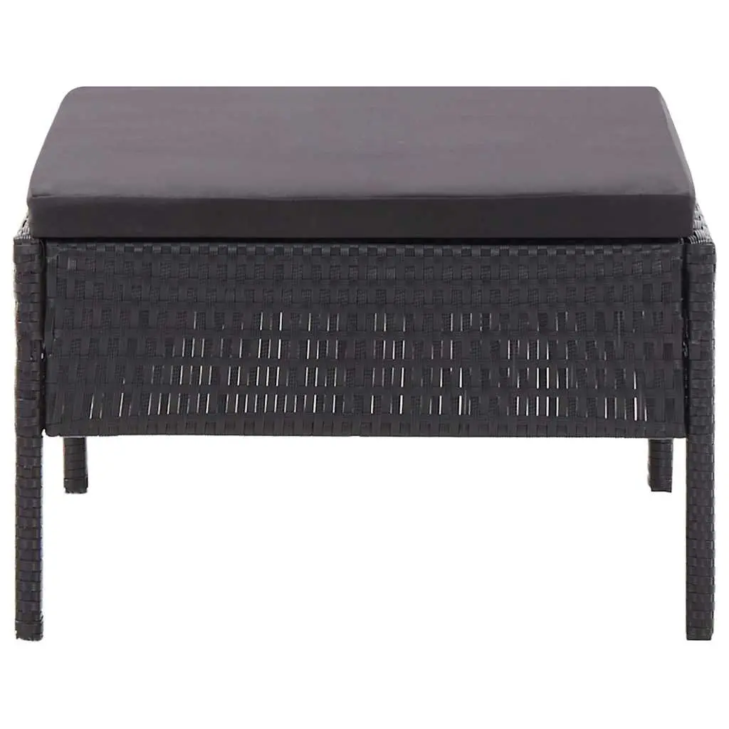 Garden Lounge Set Modular Outdoor Furniture 3 Piece Black Poly Rattan